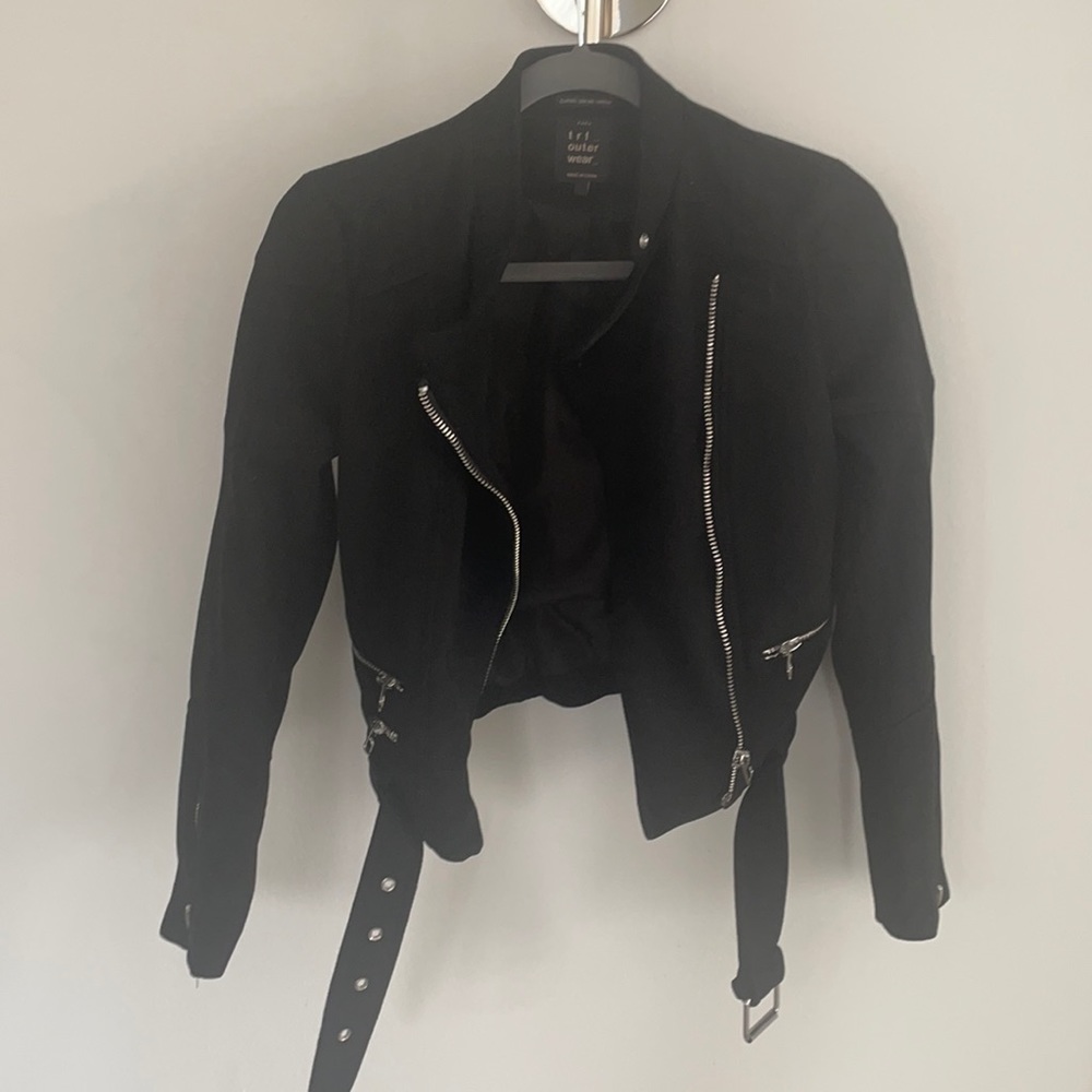 Faux suede biker jacket